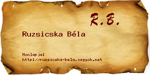 Ruzsicska Béla névjegykártya
